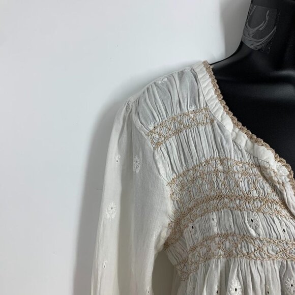 Odd Molly I Speak Heart Women's Boho Peasant Front Tie Long Sleeve Top Size L - Picture 4 of 13